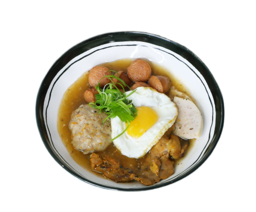 Bánh mì chấm (Sườn ram, ốp la, chả , xúc xích)